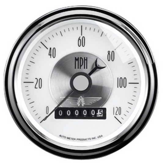 AutoMeter AU2085 Prestige - Pearl Speedometer 3-3/8" In-Dash Programmable 0-120 MPH Wheel Tripmeter