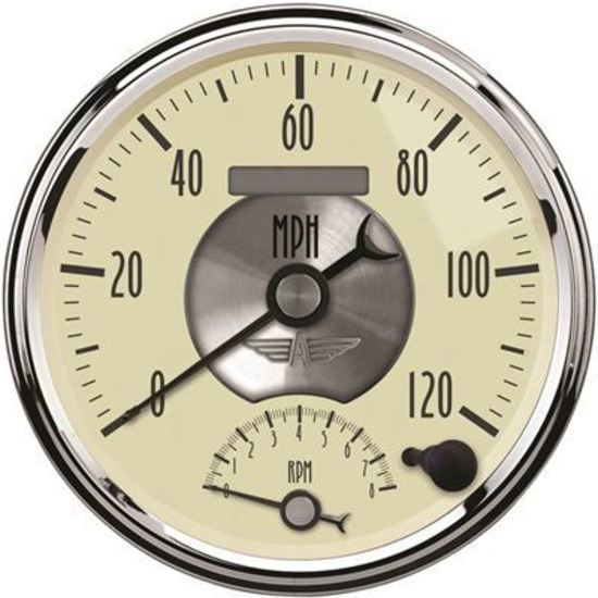 AutoMeter AU2090 Antique Ivory Speedo & Tacho Combo 5" 0-120MPH Programmable Speedo 0-8000RPM Tacho Elec
