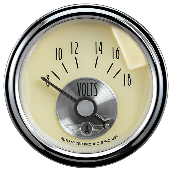 AutoMeter AU2092 Antique Ivory Voltmeter 2-1/16" 8-18 Volts Short Sweep Elec </Span>