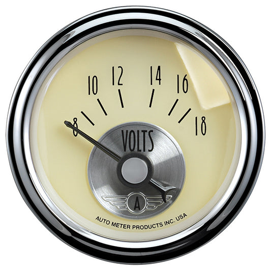 AutoMeter AU2092 Antique Ivory Voltmeter 2-1/16" 8-18 Volts Short Sweep Elec </Span>