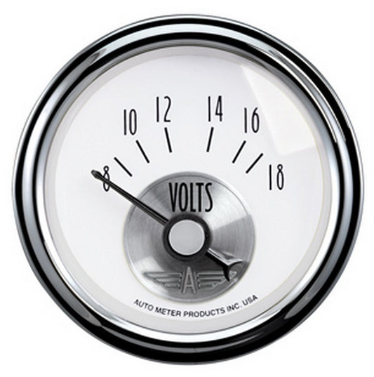 AutoMeter AU2094 Prestige - Pearl Voltmeter Gauge 2-1/16" Full Sweep Elec 0-18 Volts