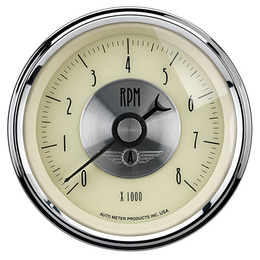 AutoMeter AU2097 Antique Ivory Tachometer 3-3/8" 0-8000RPM Elec </Span>