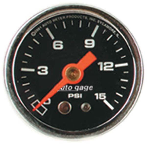 AutoMeter AU2172 Auto Gage Fuel Pressure Gauge 0-15PSI 1-1/2" Full Sweep Mech