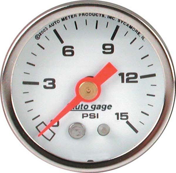 AutoMeter 2175 1-1/2" PRESSURE, 0-15 PSI, WHITE