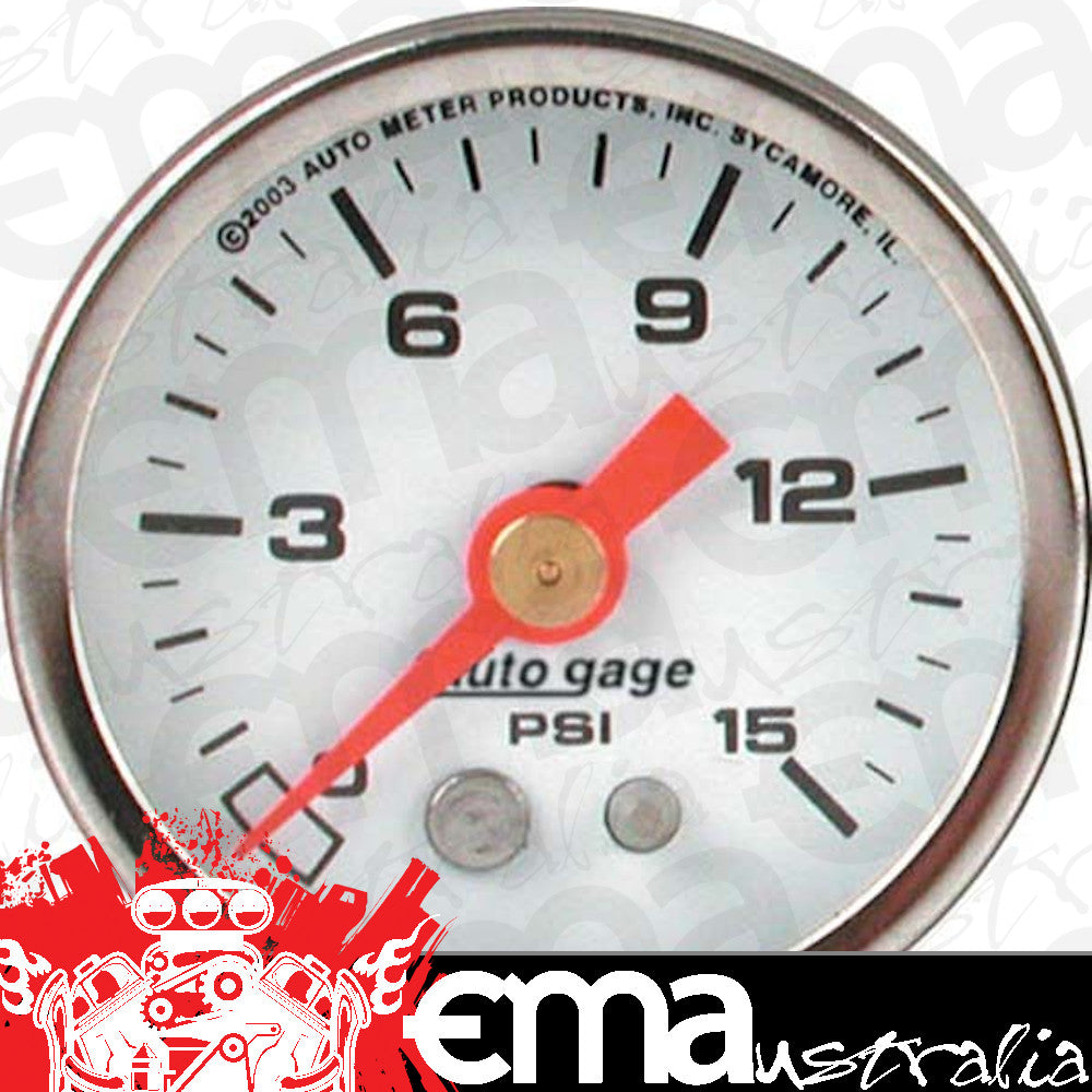 AutoMeter 2175 1-1/2" PRESSURE, 0-15 PSI, WHITE