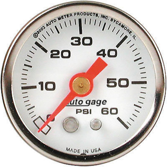 AutoMeter AU2176 Auto Gage 1-1/2" Mech Fuel Pressure Gauge 0-60 PSI Chrome/White