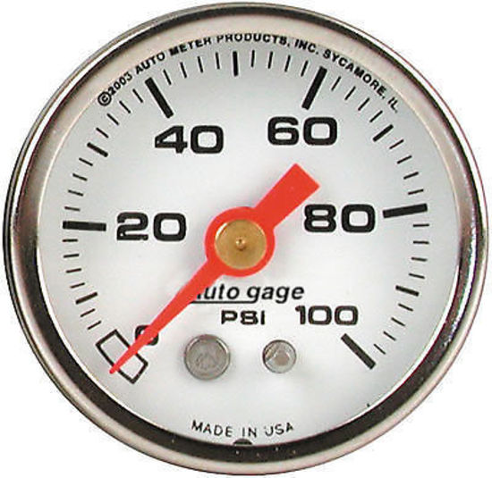 AutoMeter 2177 1-1/2" PRESSURE, 0-100 PSI, WHITE