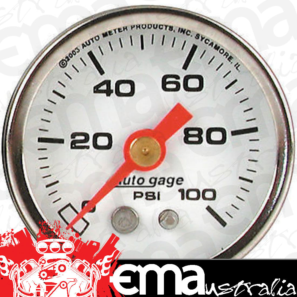 AutoMeter 2177 1-1/2" PRESSURE, 0-100 PSI, WHITE