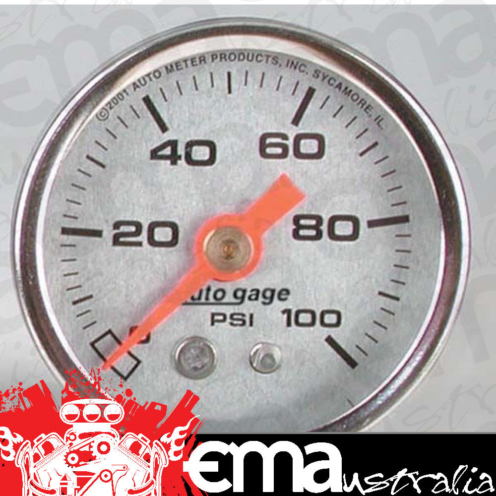 AutoMeter 2180 1-1/2" PRESSURE, 0-100 PSI, SILVER