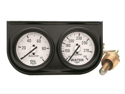 AutoMeter AU2326 Auto Gage 2-1/16" 2 Gauge Console Mech Water Temp/Oil Press