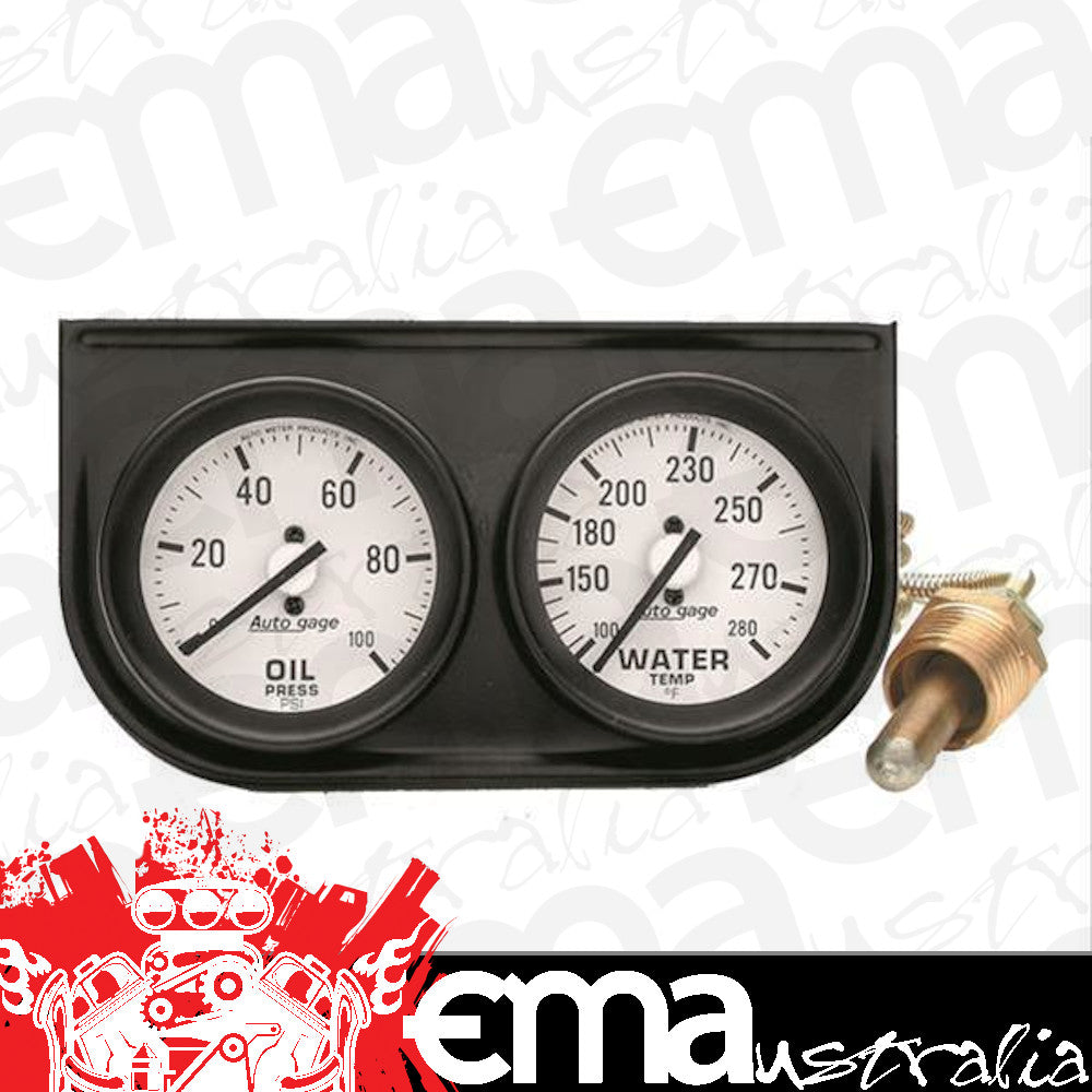 AutoMeter AU2326 Auto Gage 2-1/16" 2 Gauge Console Mech Water Temp/Oil Press
