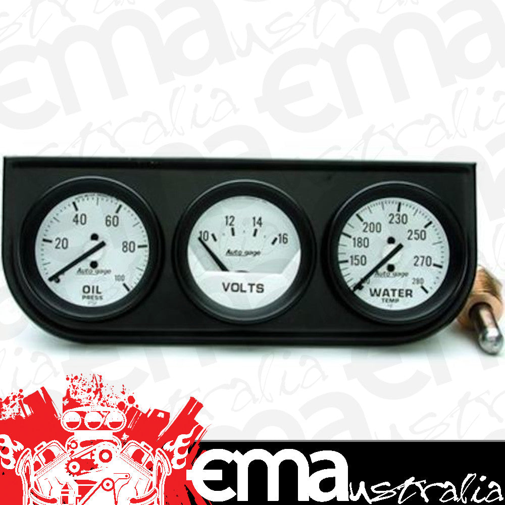 AutoMeter AU2327 Auto Gage Kit Analog Console 2-1/16" Water Temperature Voltmeter Oil Pressure Kit