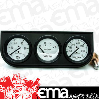 AutoMeter 2327 GAUGE CONSOLE, OILP/WTMP/VOLT, 2-1/16", 100 PSI/280 F/16V, WHT DIAL, BLK BZL,AG