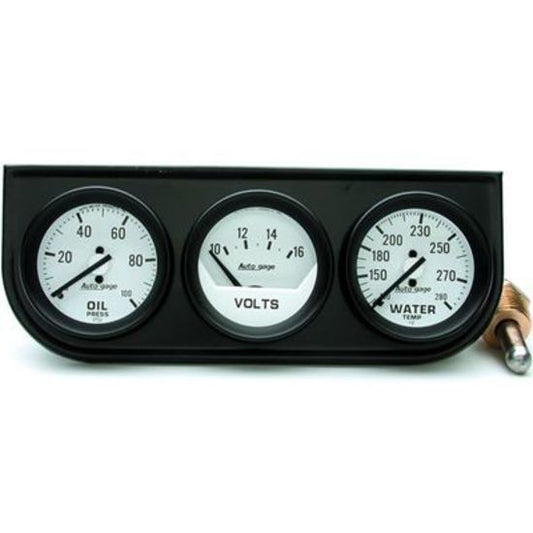 AutoMeter AU2327 Auto Gage Kit Analog Console 2-1/16" Water Temperature Voltmeter Oil Pressure Kit