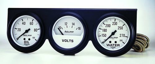AutoMeter AU2328 Auto Gage 2-5/8" 3 Gauge Console Water Temp/Oil Press/Volts