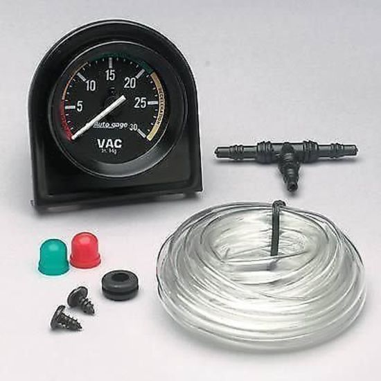 AutoMeter AU2337 Auto Gage 2-1/16" Mech Vacuum Gauge 30 In. Hg Black/Black