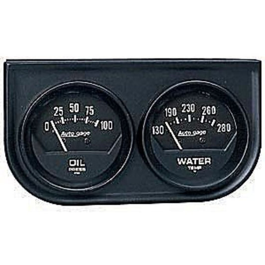 AutoMeter AU2345 Auto Gage 2-1/16" 2 Gauge Console Mech Water Temp/Oil Press