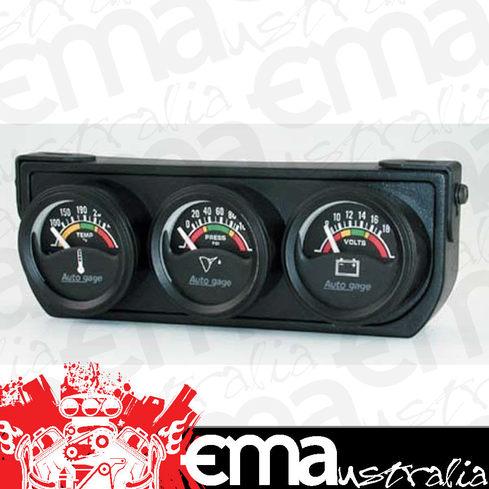 AutoMeter AU2391 Auto Gage 1-1/2" 3 Gauge Console Water Temp/Oil Press/Volts