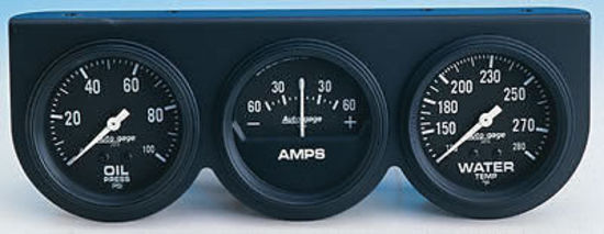 AutoMeter AU2394 Auto Gage 2-5/8" 3 Gauge Console Water Temp/Oil Press/Ammeter