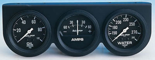 AutoMeter AU2394 Auto Gage 2-5/8" 3 Gauge Console Water Temp/Oil Press/Ammeter