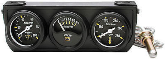 AutoMeter AU2396 Auto Gage 1-1/2" 3 Gauge Console Oil Pres/Volts/Water Temp