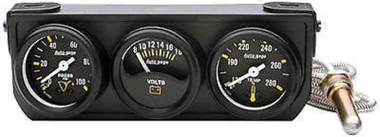 AutoMeter AU2396 Auto Gage 1-1/2" 3 Gauge Console Oil Pres/Volts/Water Temp
