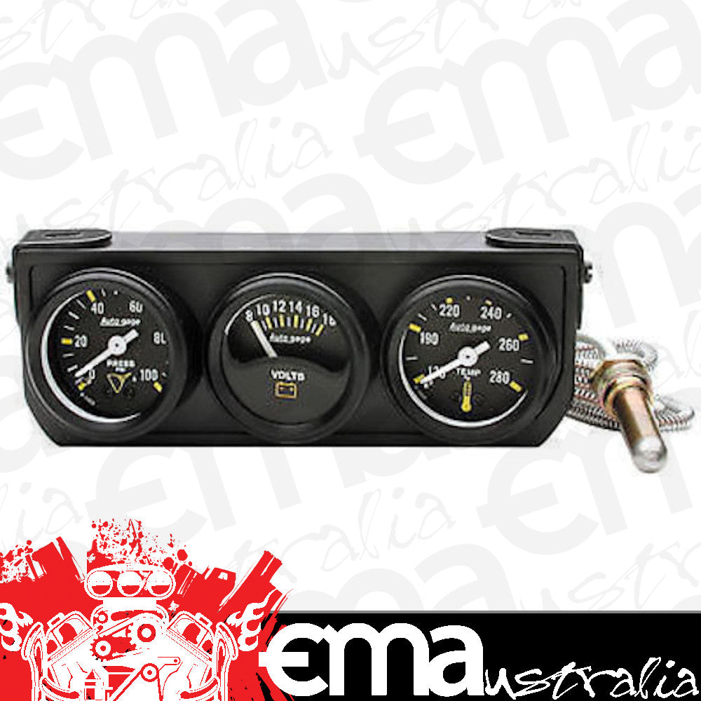 AutoMeter AU2396 Auto Gage 1-1/2" 3 Gauge Console Oil Pres/Volts/Water Temp