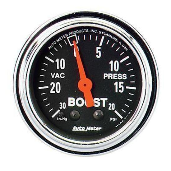 AutoMeter AU2401 Traditional Chrome 2-1/16" Boost/Vac Gauge 30In Hg/Vac 20 PSI