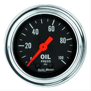AutoMeter AU2421 Traditional Chrome 2-1/16" Oil Pressure Gauge 0-100 PSI