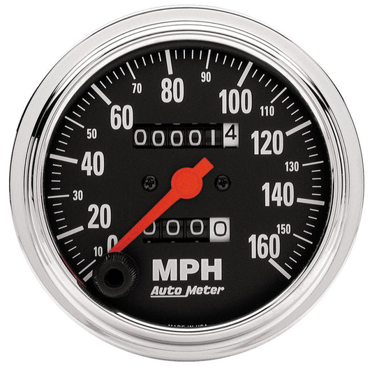 AutoMeter AU2494 Traditional Chrome Speedometer 3-3/8" In-Dash Mech 0-160 MPH