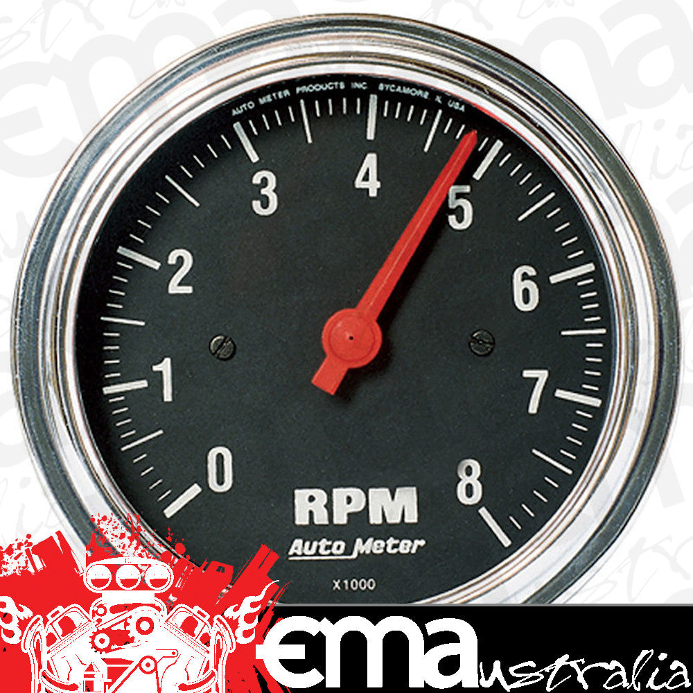 AutoMeter AU2499 Traditional Chrome 3-3/8" Elec In-Dash Tachometer 0-8000 RPM