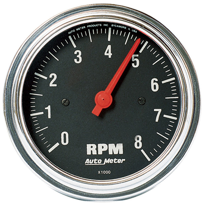 AutoMeter AU2499 Traditional Chrome 3-3/8" Elec In-Dash Tachometer 0-8000 RPM