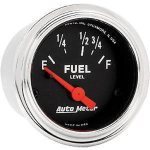 AutoMeter AU2515 Traditional Chrome 2-1/16" Fuel Level Gauge 73 OHMS/8-12 OHMS