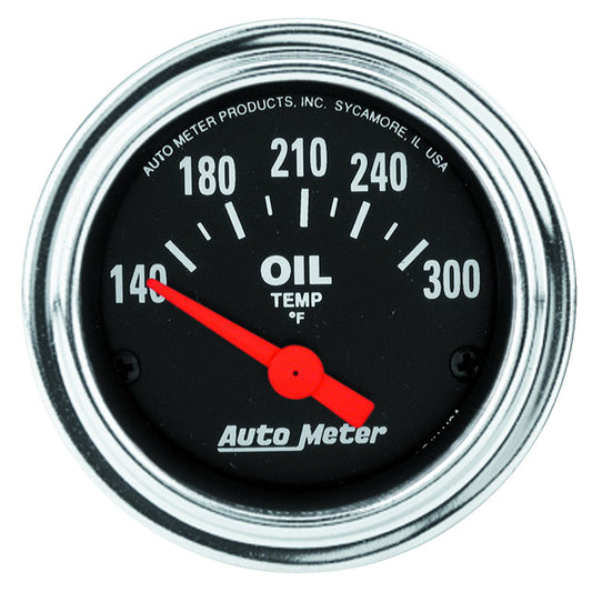 AutoMeter AU2543 Traditional Chrome Oil Temperature Gauge 2-1/16" Short Sweep Elec 140-300Ç÷F
