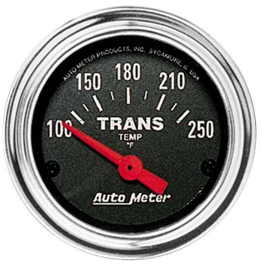 AutoMeter AU2552 Traditional Chrome Transmission Temperature Gauge 2-1/16" Short Sweep Elec 100-250Ç÷F