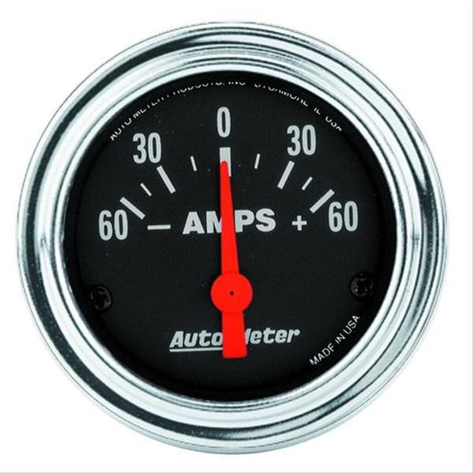 AutoMeter AU2586 Traditional Chrome 2-1/16" Ammeter Gauge Elec 60-0-60 Amps
