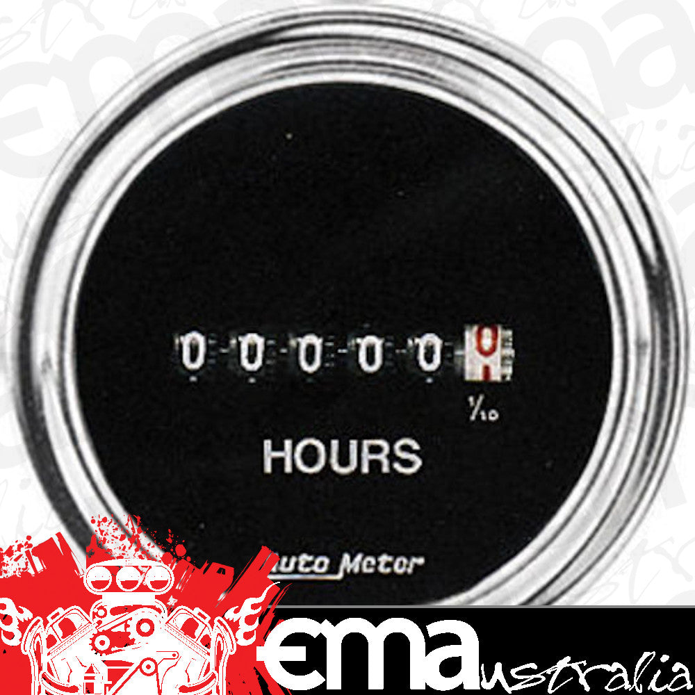AutoMeter AU2587 Traditional Chrome 2-1/16" Elec Hour Meter 8-32 Dc V