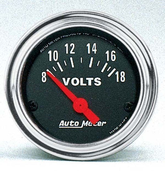 AutoMeter AU2592 Traditional Chrome 2-1/16" Elec Voltmeter 8-18 Volts