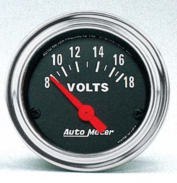 AutoMeter AU2592 Traditional Chrome 2-1/16" Elec Voltmeter 8-18 Volts