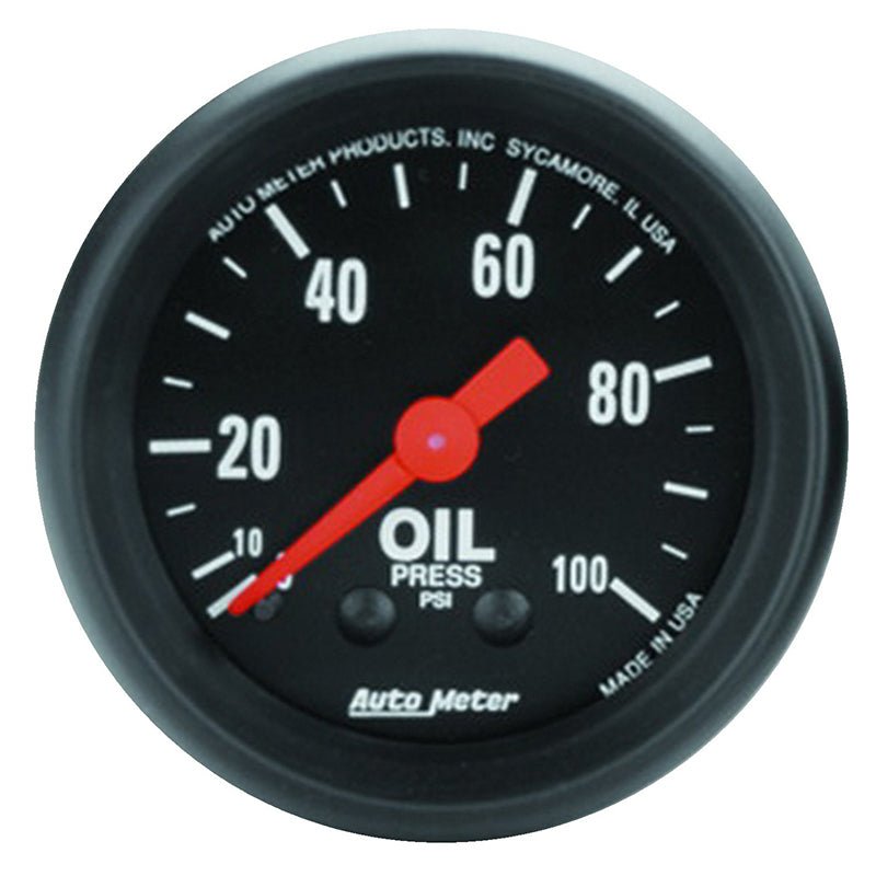 AutoMeter AU2604 Z-Series Oil Pressure Gauge 2-1/16" Full Sweep Mech 0-100 PSI