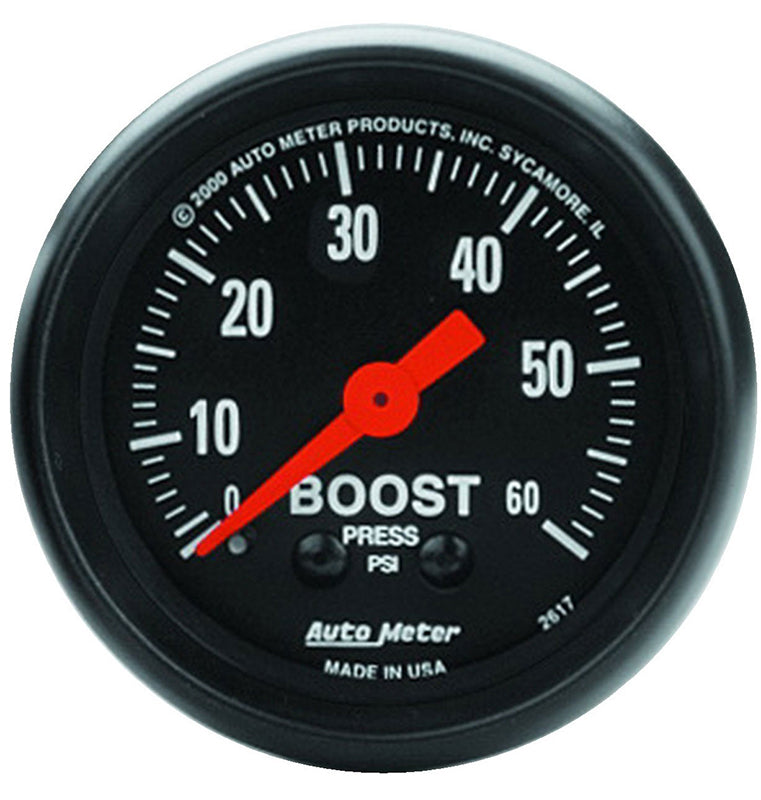 AutoMeter AU2617 Z-Series Boost Gauge 2-1/16" Full Sweep Mech 0-60 PSI