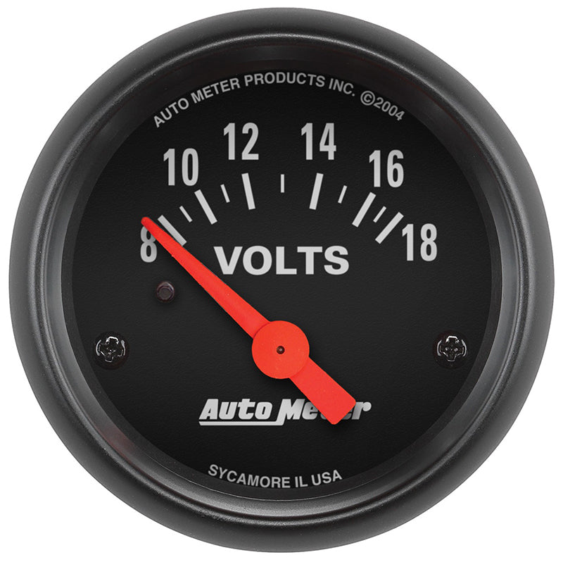 AutoMeter AU2645 Z-Series Voltmeter Gauge 2-1/16" Short Sweep Elec 8-18 Volts