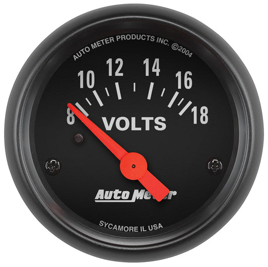 AutoMeter AU2645 Z-Series Voltmeter Gauge 2-1/16" Short Sweep Elec 8-18 Volts