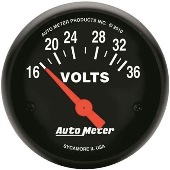 AutoMeter AU2651 Z-Series Voltmeter Gauge 2-1/16" Short Sweep Elec 16-36 Volts