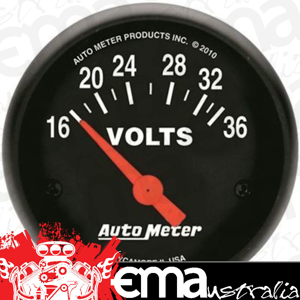 AutoMeter AU2651 Z-Series Voltmeter Gauge 2-1/16" Short Sweep Elec 16-36 Volts