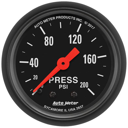 AutoMeter 2657 2-1/16" PRESSURE, 0-200 PSI, Z-SERIES