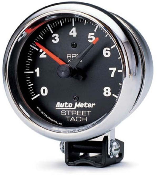 AutoMeter AU2895 Traditional Chrome Street 0-8000RPM Tachometer 3-3/4"