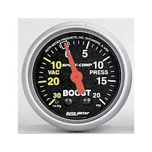 AutoMeter AU3301 Sport-Comp Boost/Vac Gauge 2-1/16" Mech Hg/20PSI-30" Au 3301