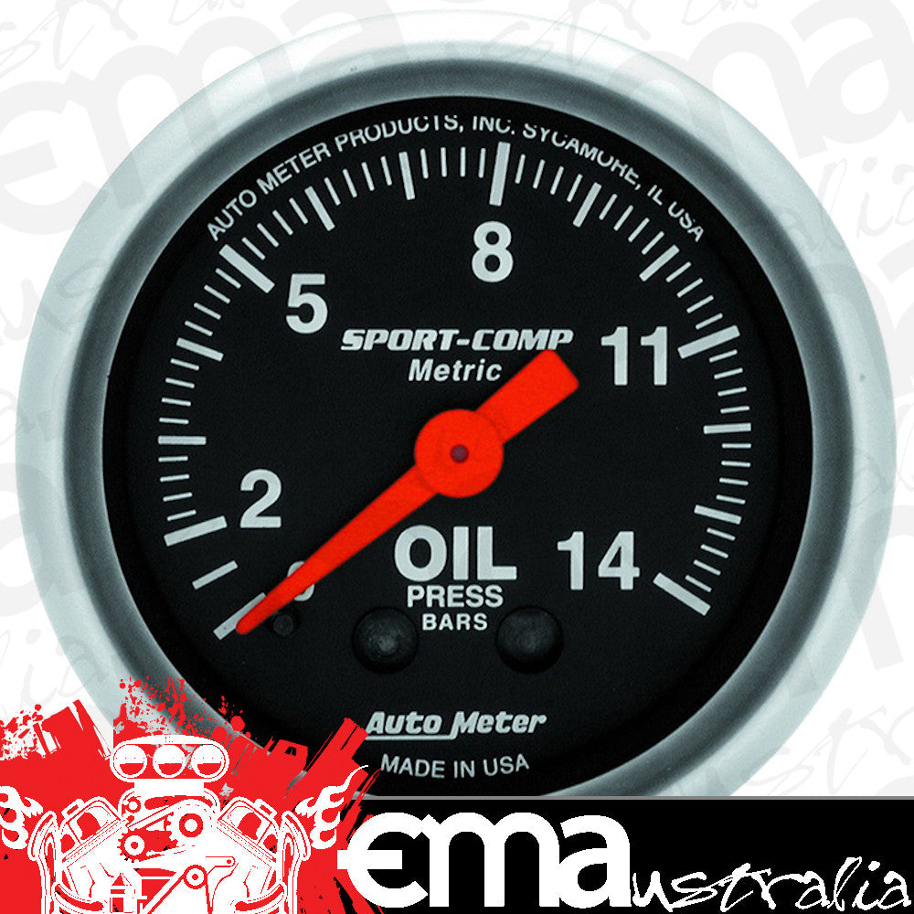 AutoMeter AU3322-J Sport-Comp Oil Pressure Gauge 2-1/16" Full Sweep Mech Metric 0-14 Kg/Cm2
