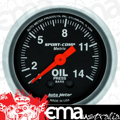 AutoMeter 3322-J GAUGE, OIL PRESSURE, 2 1/16", 14KG/CM2, MECHANICAL, SPORT-COMP
